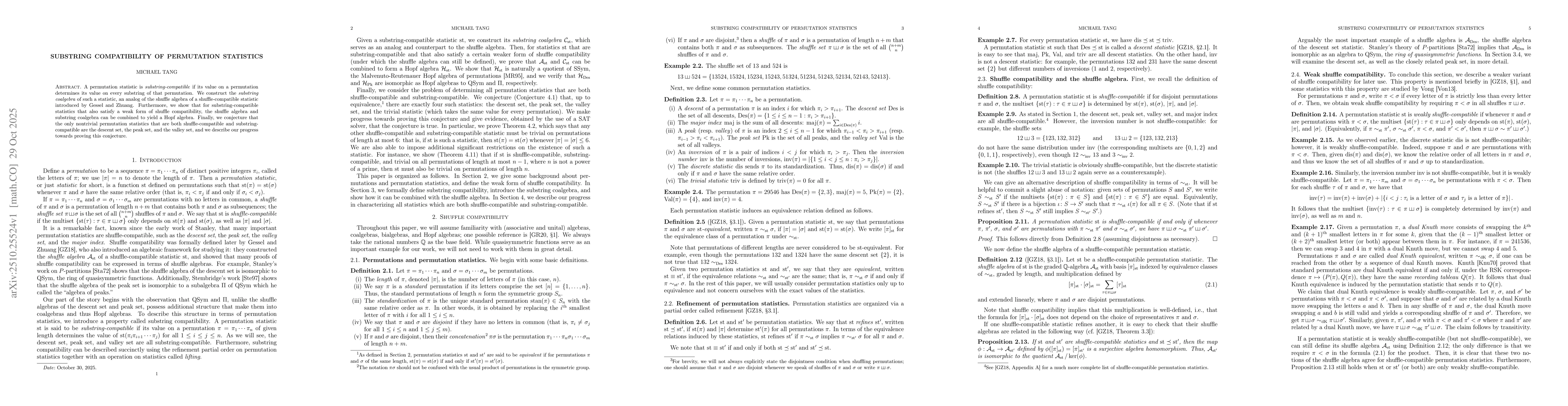Thumbnail for Substring compatibility of permutation statistics