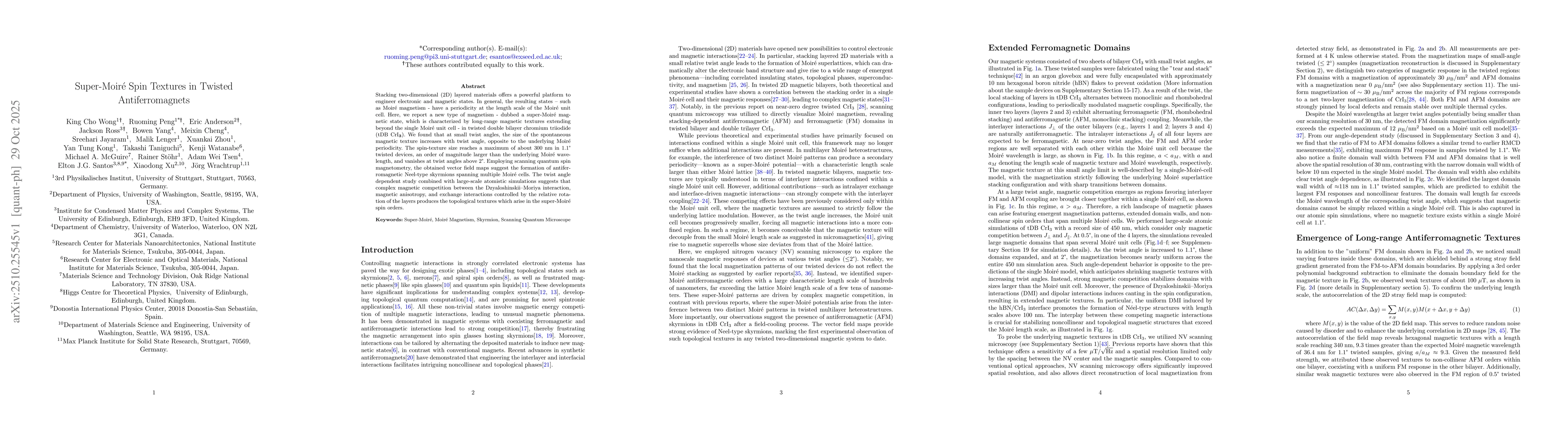 Thumbnail for Super-Moiré Spin Textures in Twisted Antiferromagnets