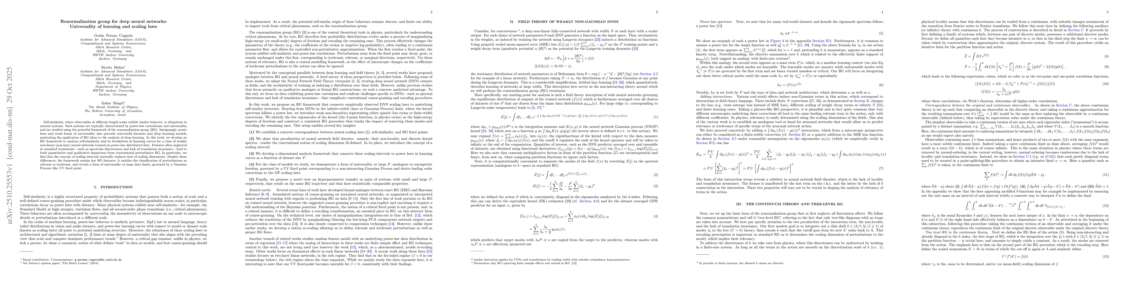 Thumbnail for Renormalization group for deep neural networks: Universality of learning
  and scaling laws