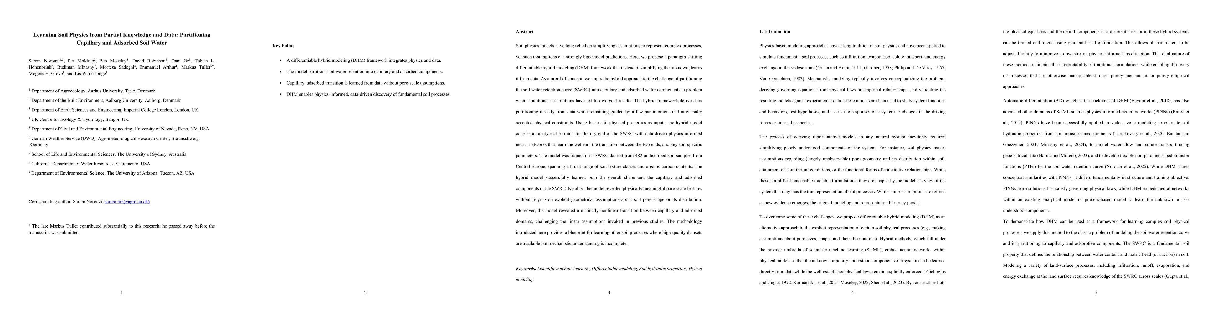 Thumbnail for Learning Soil Physics from Partial Knowledge and Data: Partitioning
  Capillary and Adsorbed Soil Water