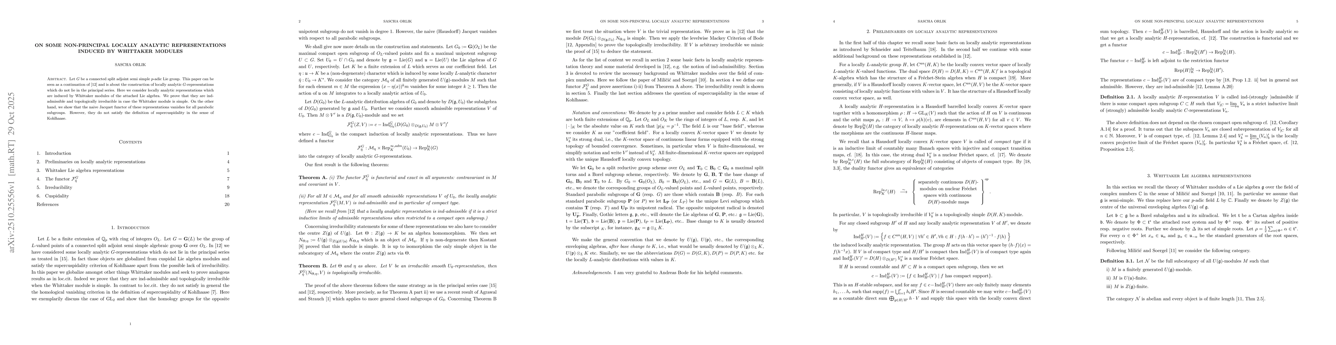 Thumbnail for On some non-principal locally analytic representations induced by
  Whittaker modules