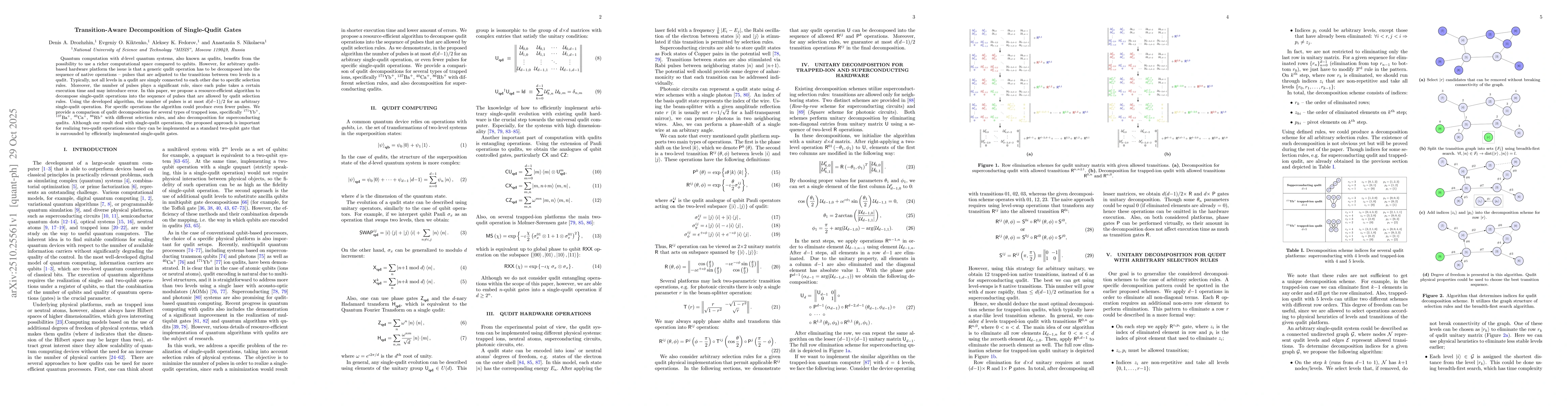 Thumbnail for Transition-Aware Decomposition of Single-Qudit Gates