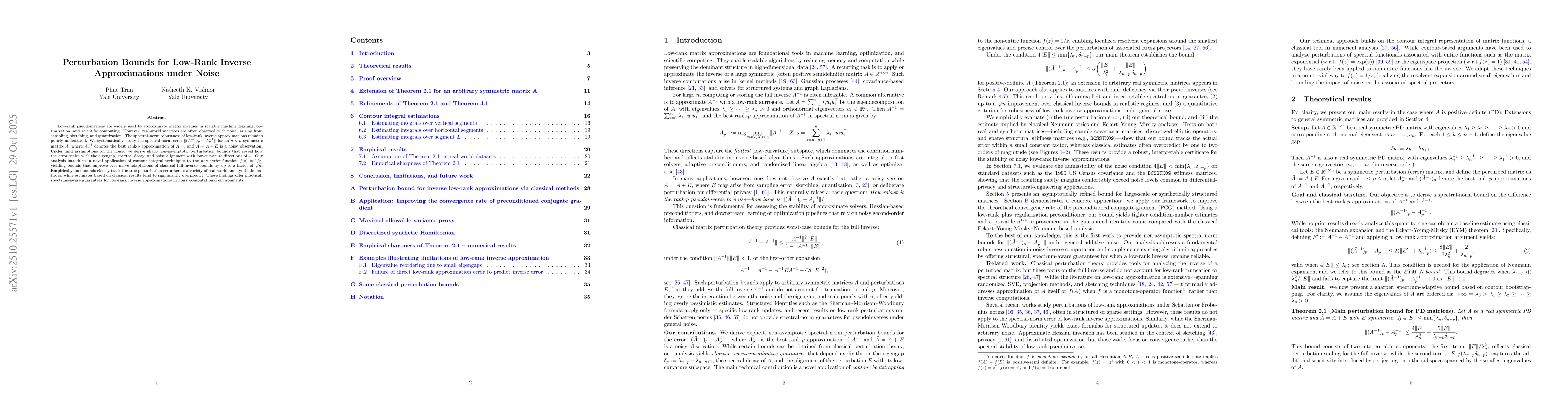 Thumbnail for Perturbation Bounds for Low-Rank Inverse Approximations under Noise