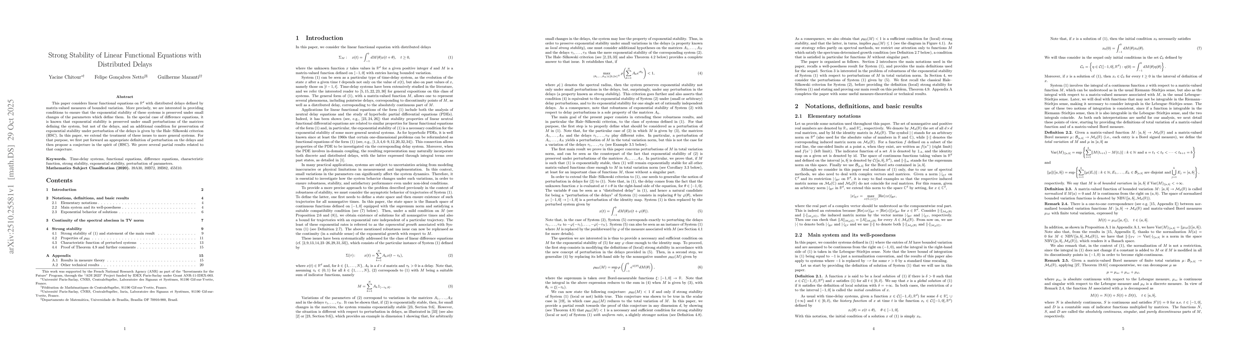 Thumbnail for Strong Stability of Linear Functional Equations with Distributed Delays
