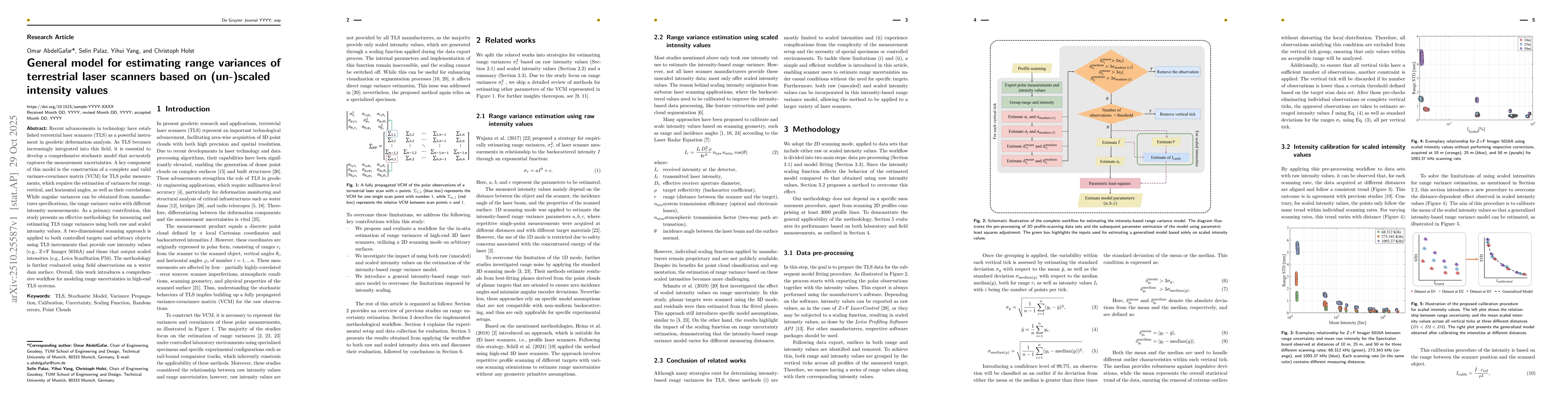 Thumbnail for General model for estimating range variances of terrestrial laser
  scanners based on (un-)scaled intensity values