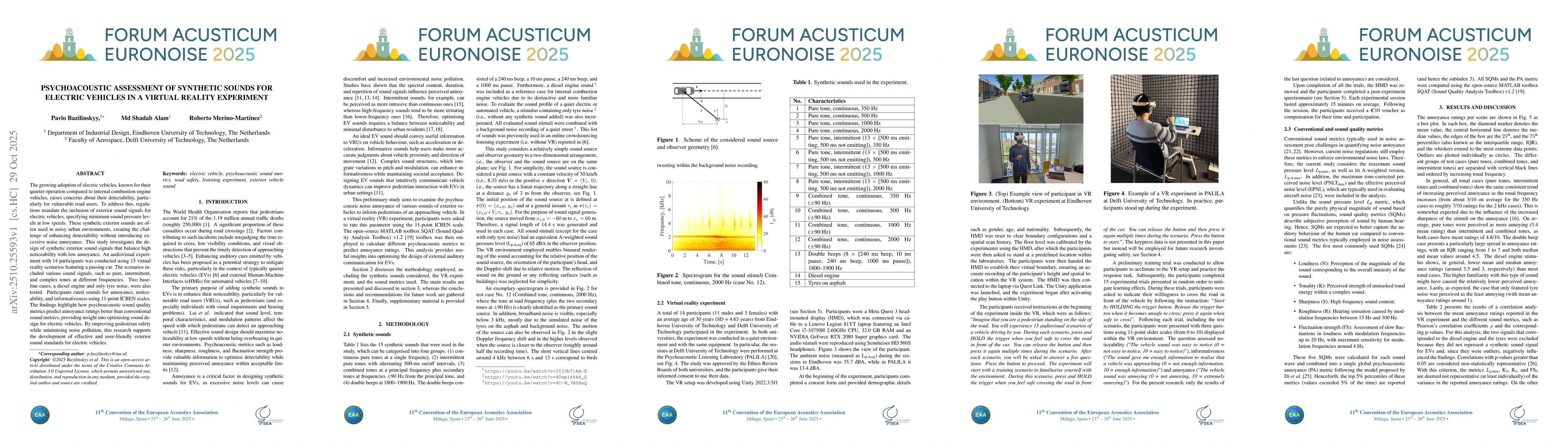 Thumbnail for Psychoacoustic assessment of synthetic sounds for electric vehicles in a
  virtual reality experiment