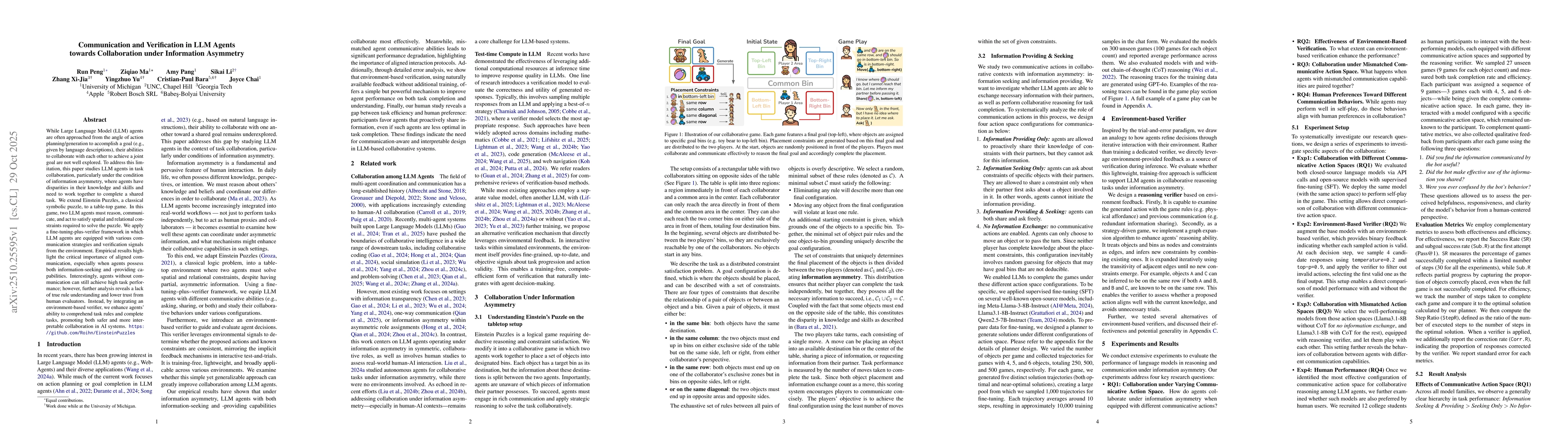 Thumbnail for Communication and Verification in LLM Agents towards Collaboration under
  Information Asymmetry