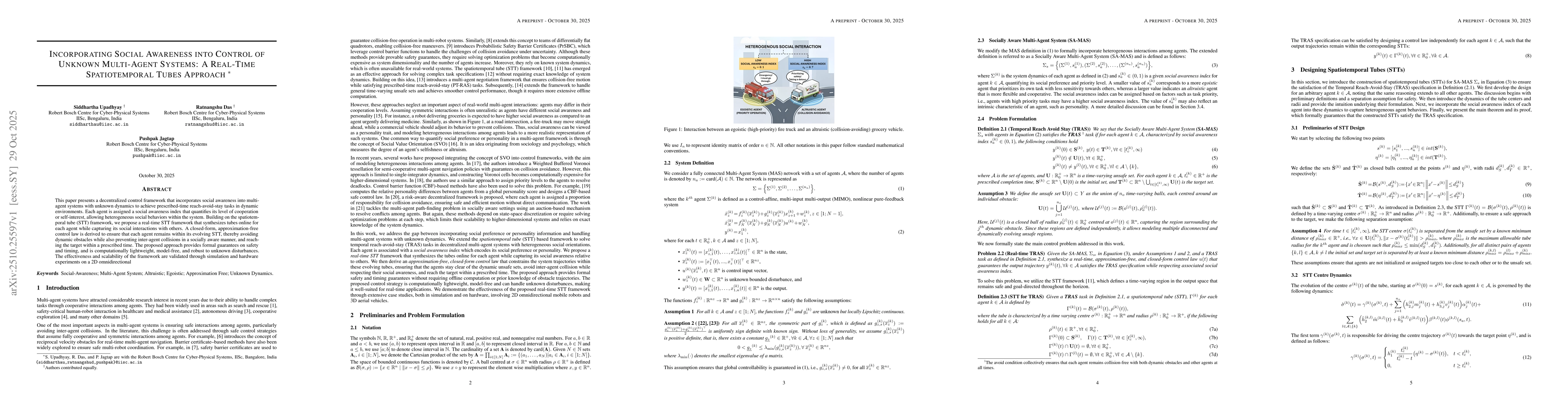 Thumbnail for Incorporating Social Awareness into Control of Unknown Multi-Agent
  Systems: A Real-Time Spatiotemporal Tubes Approach