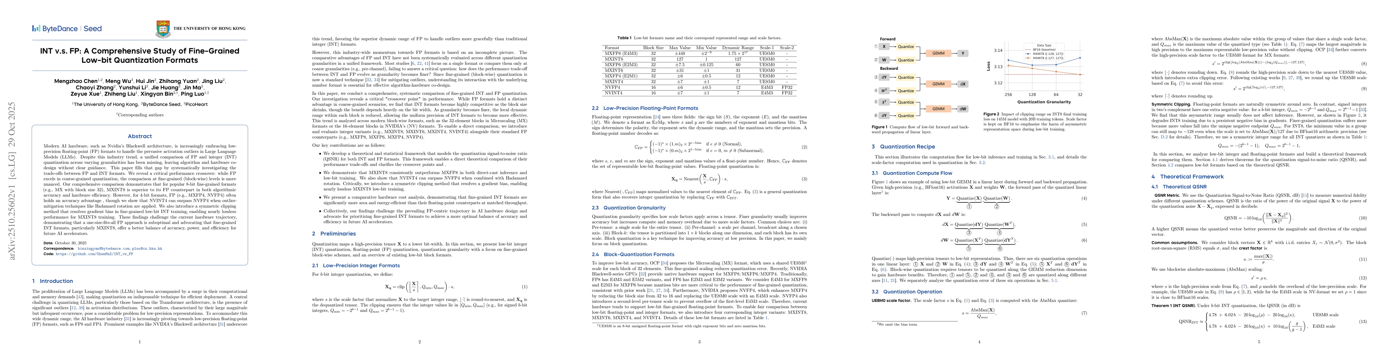 Thumbnail for INT v.s. FP: A Comprehensive Study of Fine-Grained Low-bit Quantization
  Formats