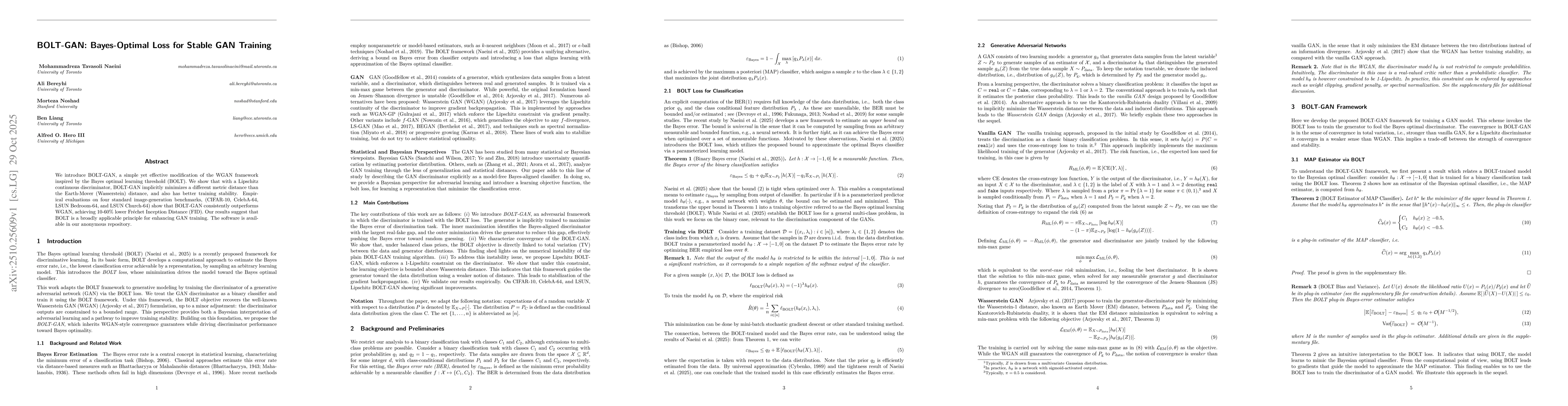 Thumbnail for BOLT-GAN: Bayes-Optimal Loss for Stable GAN Training