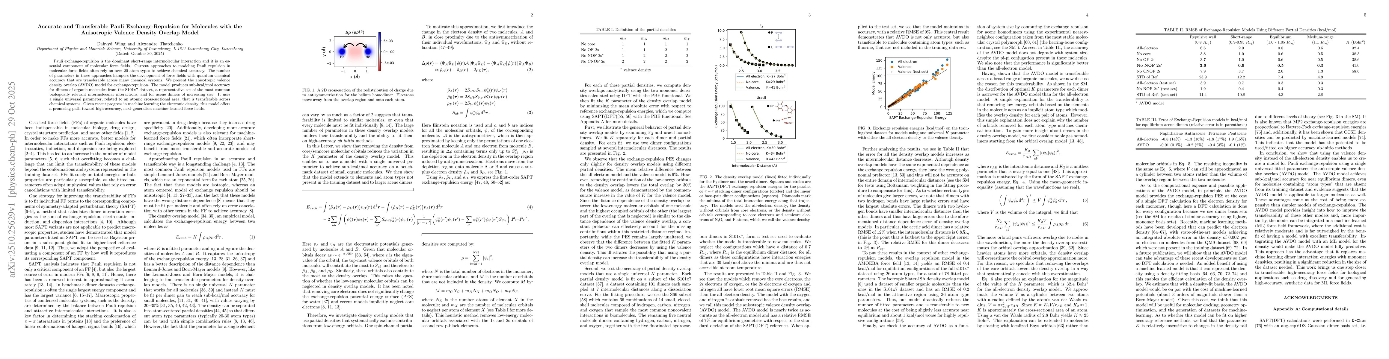 Thumbnail for Accurate and Transferable Pauli Exchange-Repulsion for Molecules with
  the Anisotropic Valence Density Overlap Model