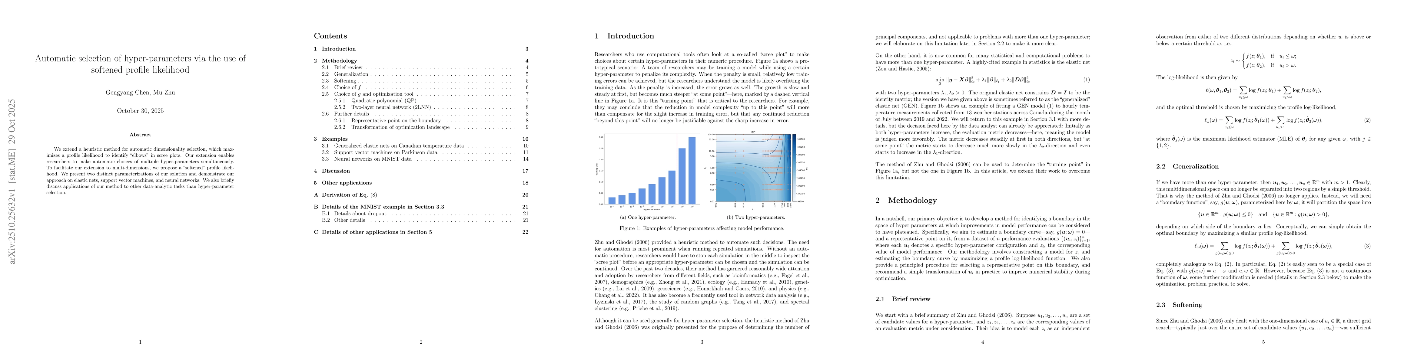 Thumbnail for Automatic selection of hyper-parameters via the use of softened profile
  likelihood
