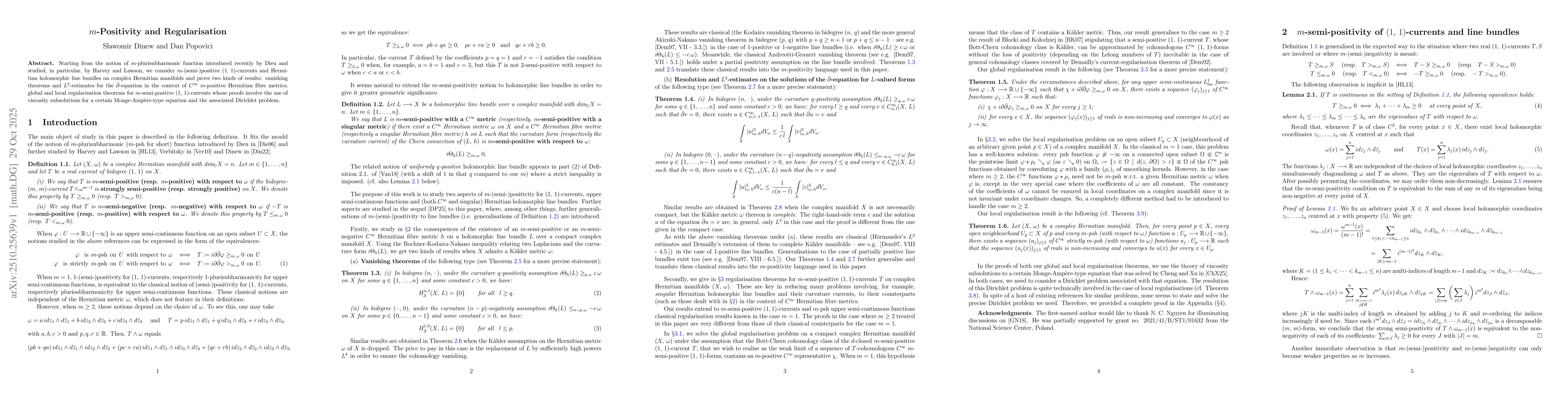 Thumbnail for $m$-Positivity and Regularisation