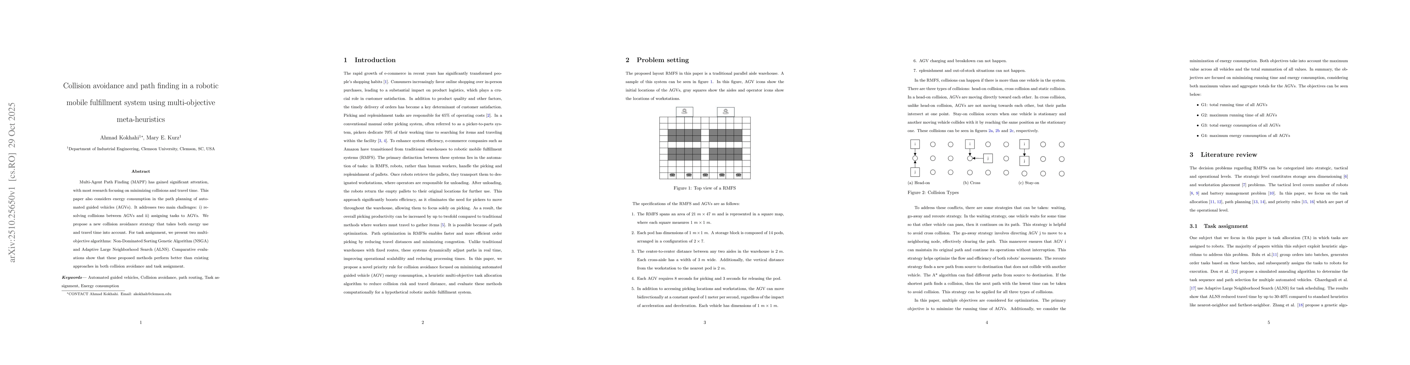 Thumbnail for Collision avoidance and path finding in a robotic mobile fulfillment
  system using multi-objective meta-heuristics