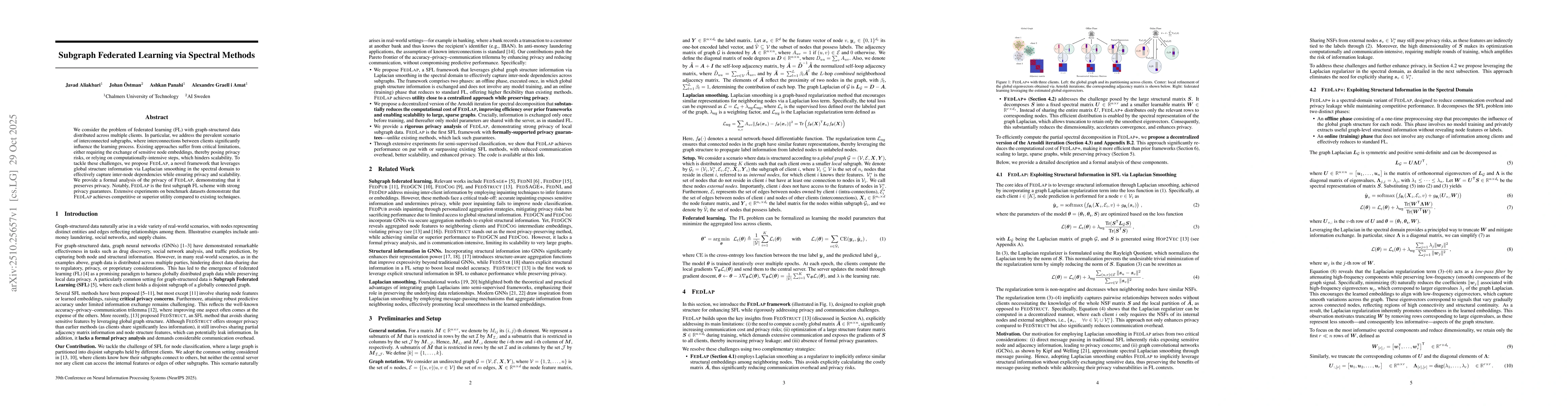 Thumbnail for Subgraph Federated Learning via Spectral Methods
