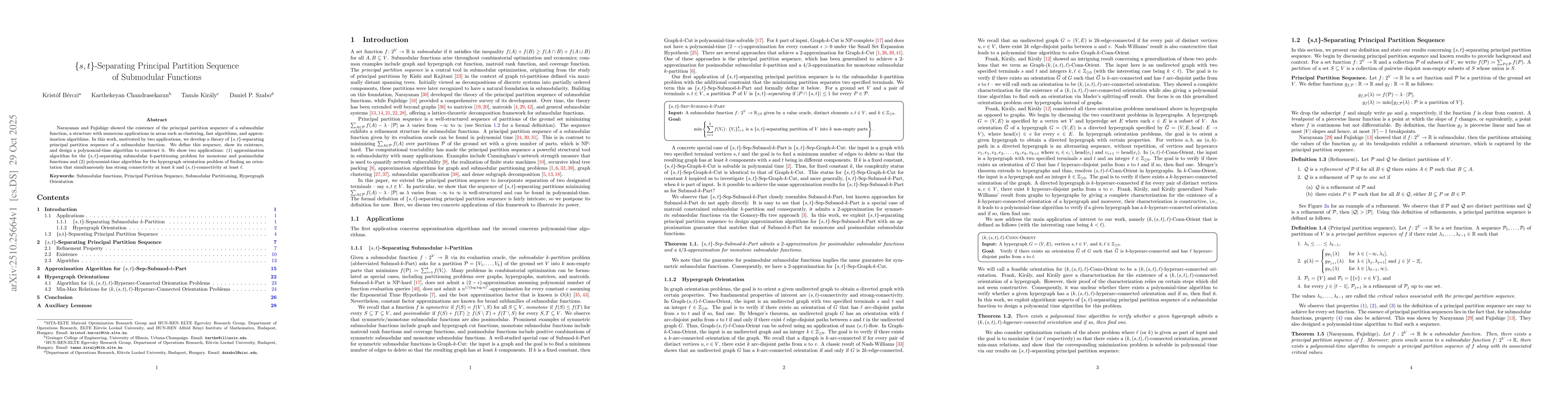 Thumbnail for $\{s,t\}$-Separating Principal Partition Sequence of Submodular
  Functions