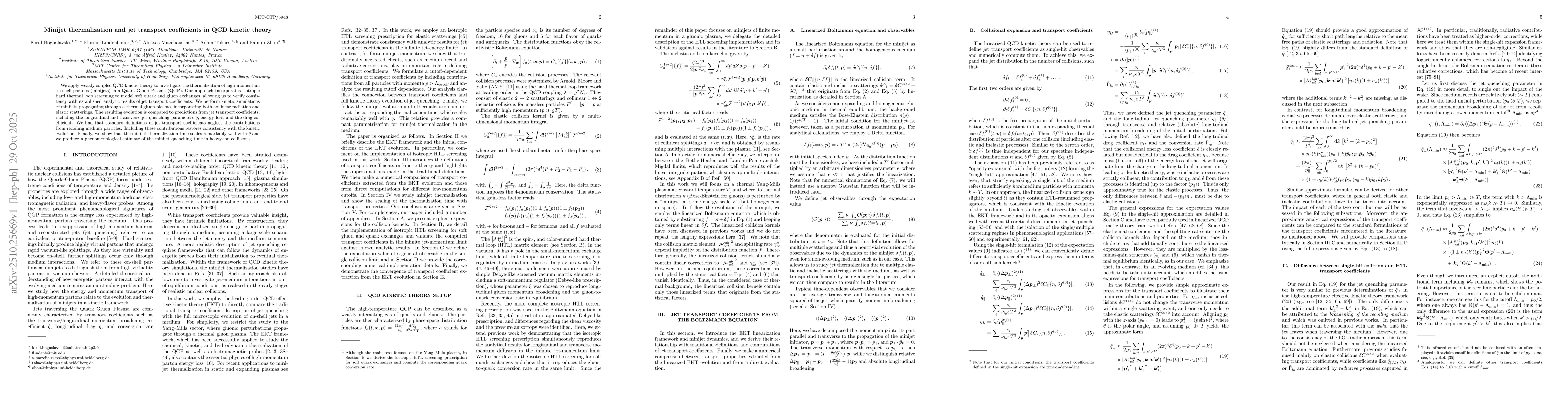 Thumbnail for Minijet thermalization and jet transport coefficients in QCD kinetic
  theory