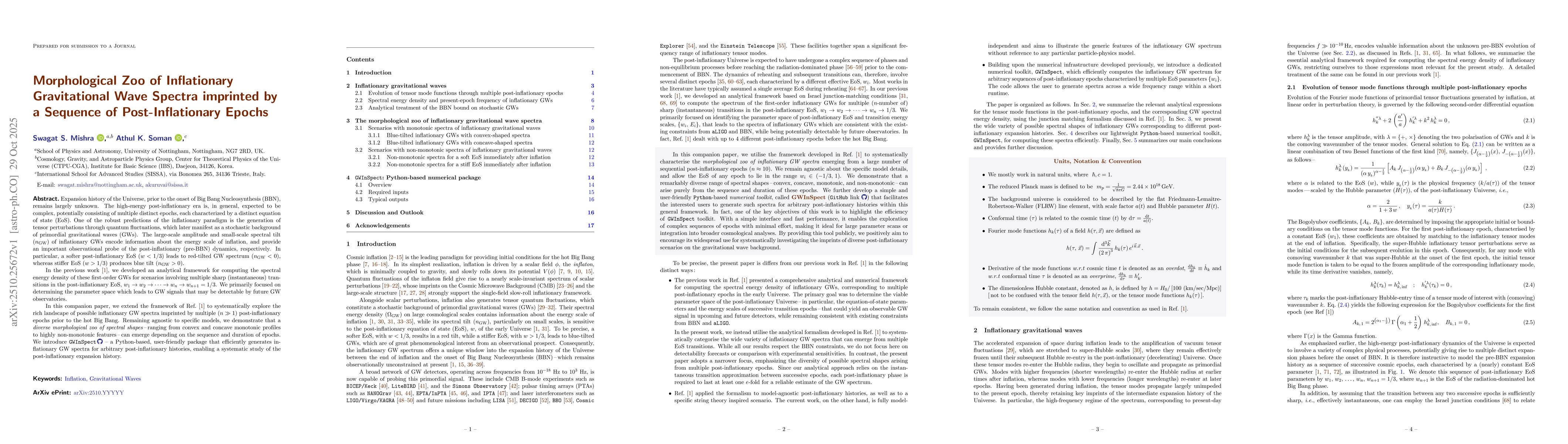 Thumbnail for Morphological Zoo of Inflationary Gravitational Wave Spectra imprinted
  by a Sequence of Post-Inflationary Epochs