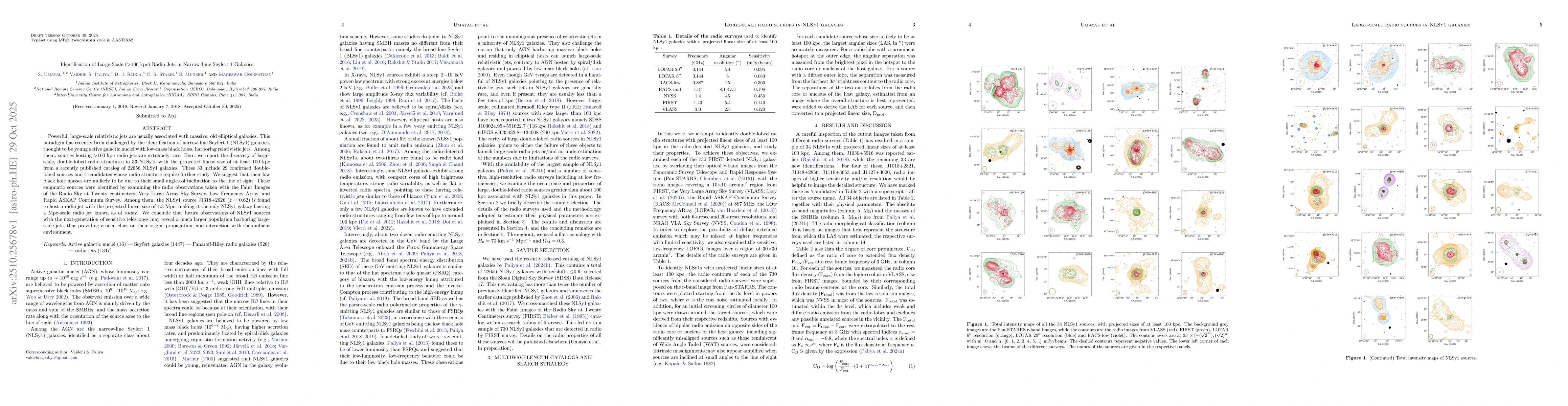 Thumbnail for Identification of Large-Scale (>100 kpc) Radio Jets in Narrow-Line
  Seyfert 1 Galaxies