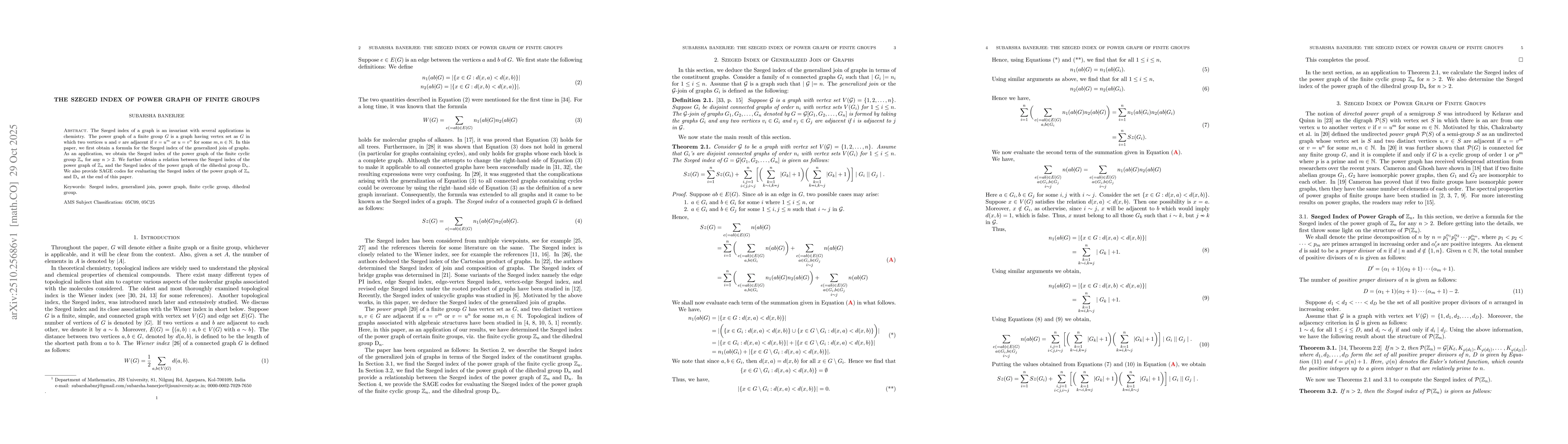 Thumbnail for The Szeged Index of Power Graph of Finite Groups