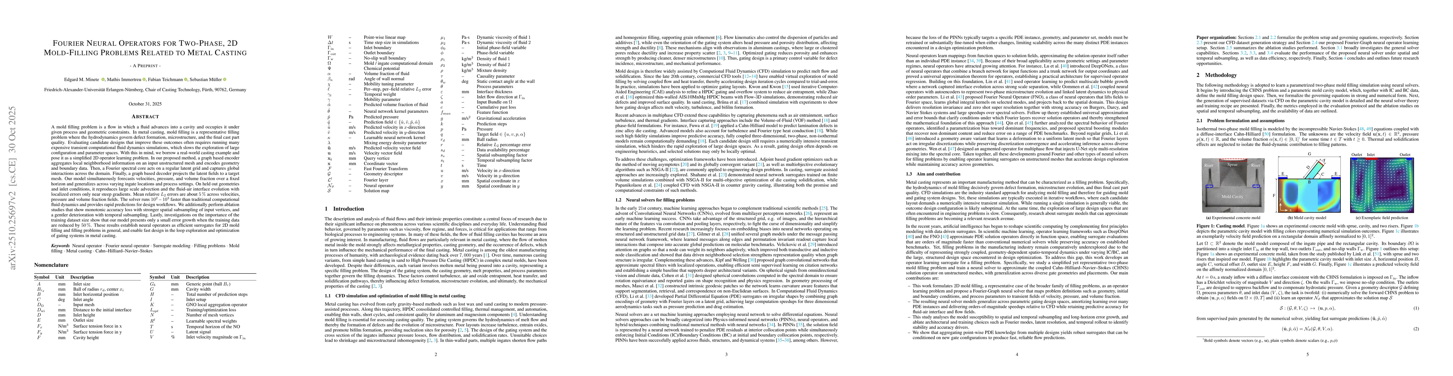 Thumbnail for Fourier Neural Operators for Two-Phase, 2D Mold-Filling Problems Related
  to Metal Casting
