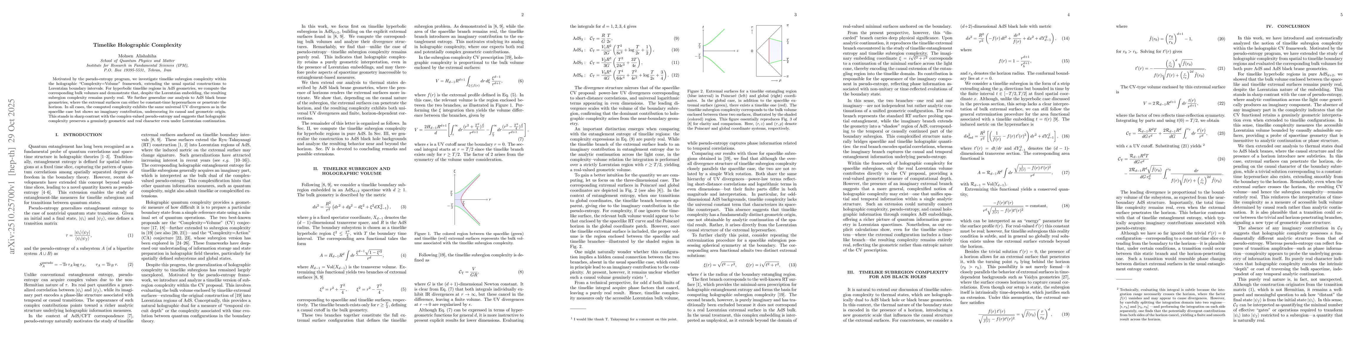 Thumbnail for Timelike Holographic Complexity