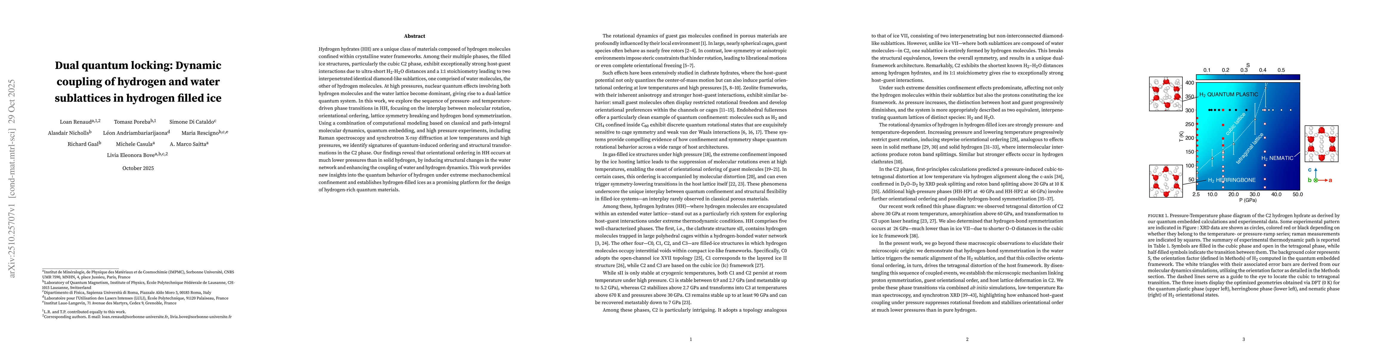 Thumbnail for Dual quantum locking: Dynamic coupling of hydrogen and water sublattices
  in hydrogen filled ice
