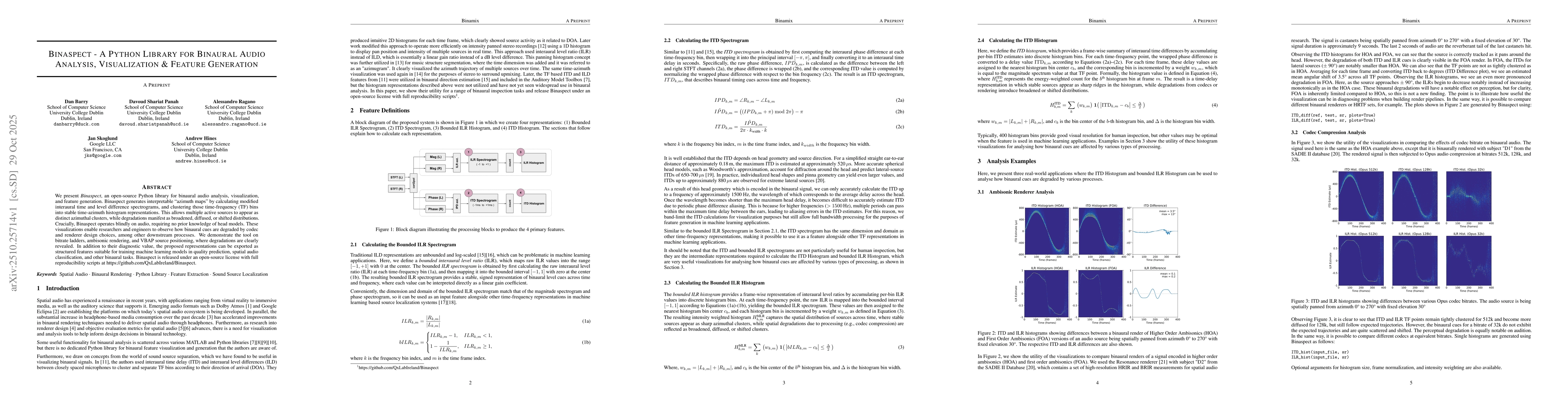 Thumbnail for Binaspect -- A Python Library for Binaural Audio Analysis, Visualization
  & Feature Generation