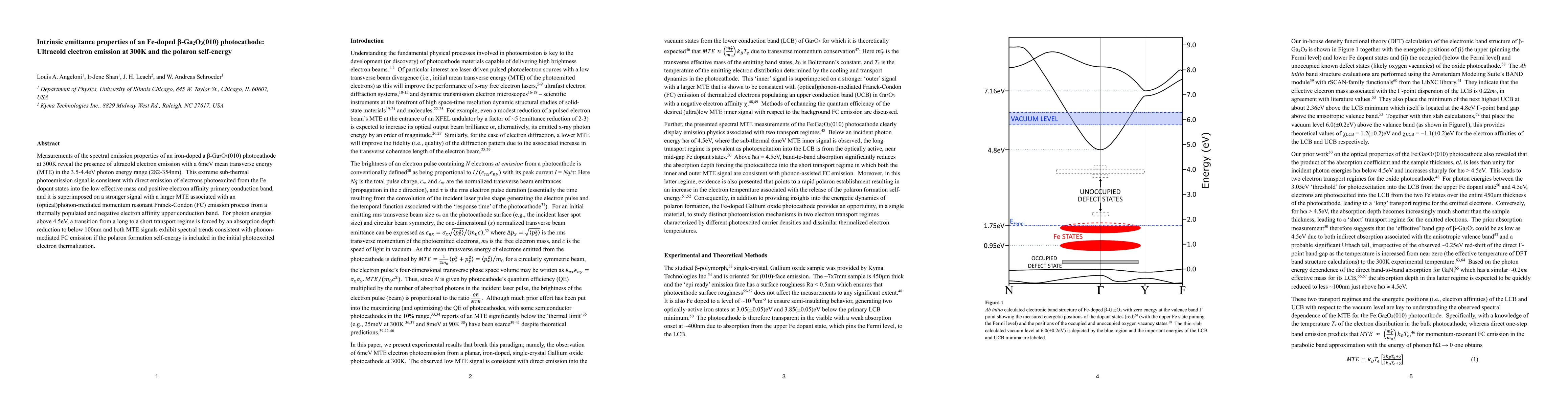 Thumbnail for Intrinsic emittance properties of an Fe-doped Beta-Ga2O3(010)
  photocathode: Ultracold electron emission at 300K and the polaron self-energy