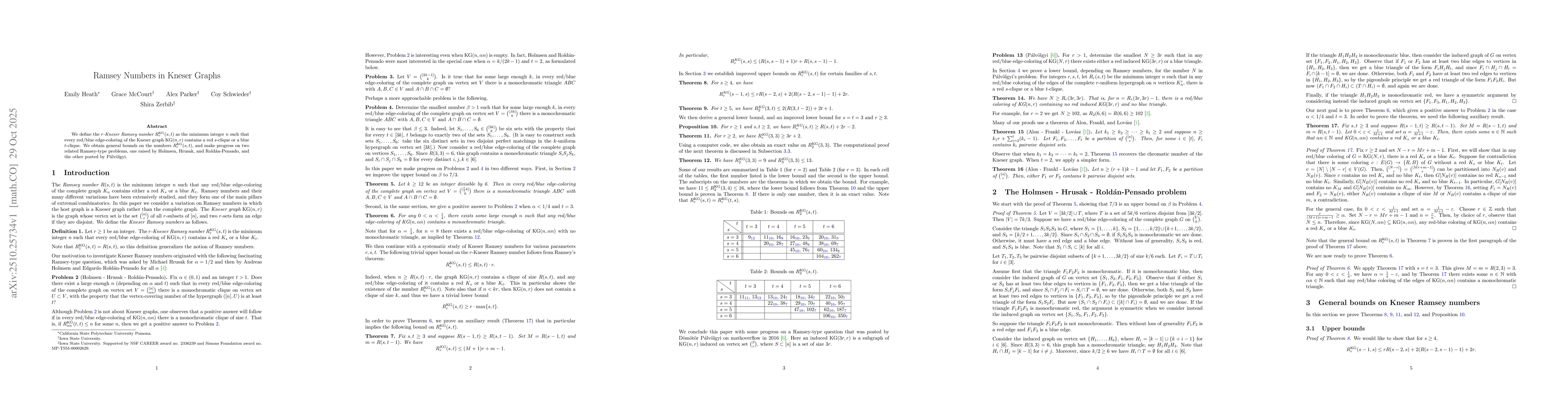 Thumbnail for Ramsey Numbers in Kneser Graphs