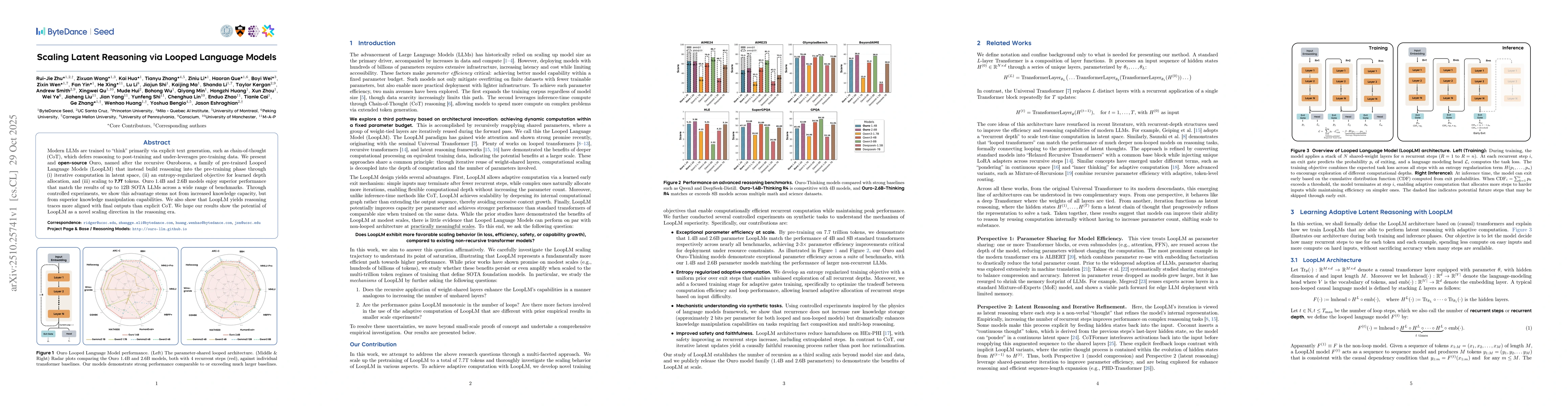 Thumbnail for Scaling Latent Reasoning via Looped Language Models