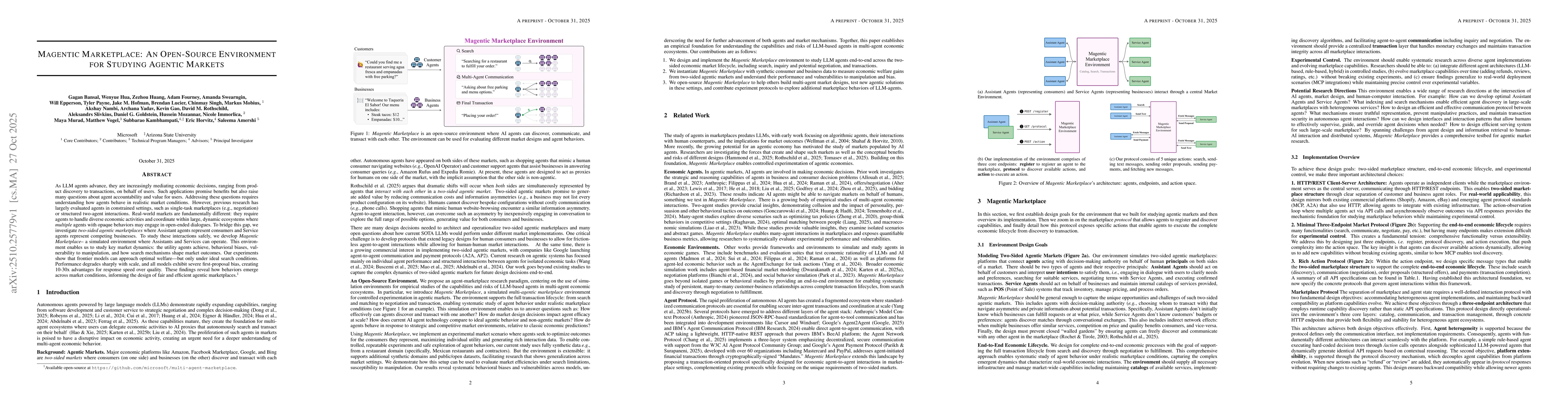 Thumbnail for Magentic Marketplace: An Open-Source Environment for Studying Agentic
  Markets