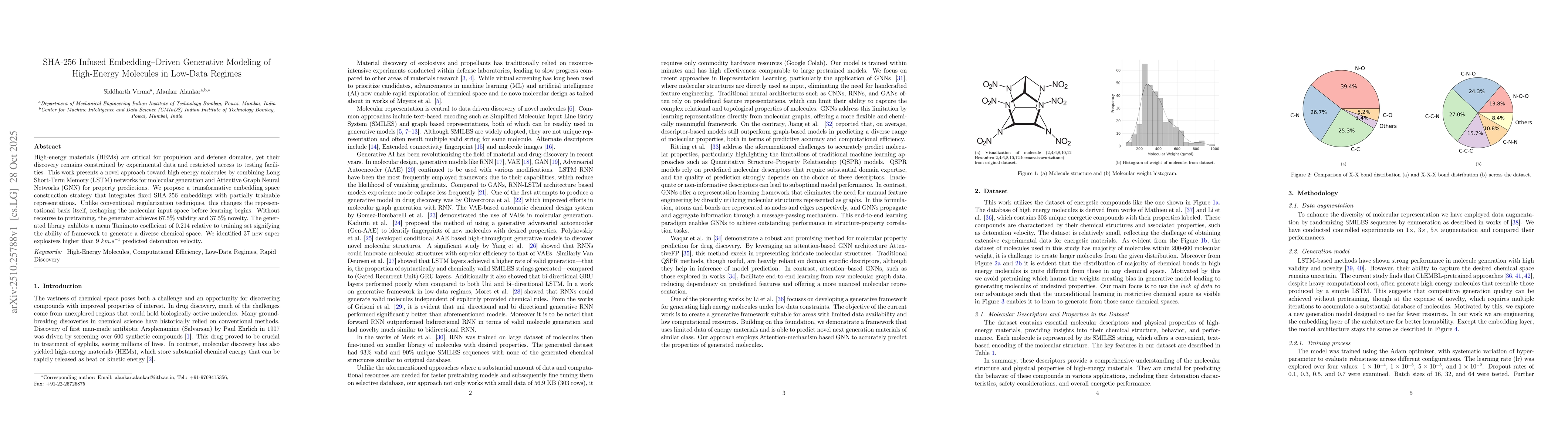 Thumbnail for SHA-256 Infused Embedding-Driven Generative Modeling of High-Energy
  Molecules in Low-Data Regimes