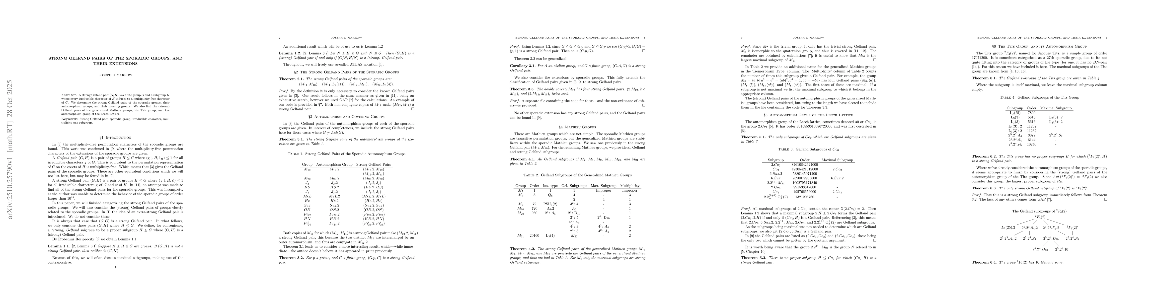 Thumbnail for Strong Gelfand pairs of the sporadic groups and their extensions