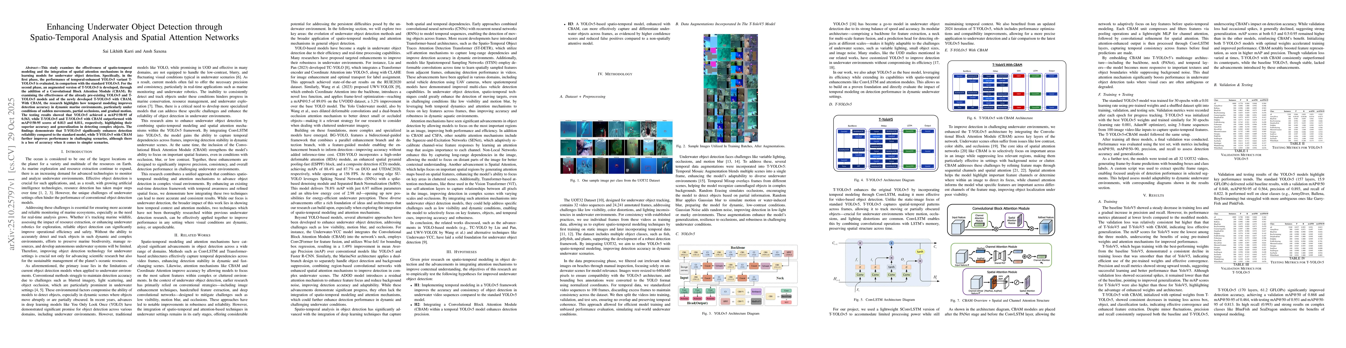 Thumbnail for Enhancing Underwater Object Detection through Spatio-Temporal Analysis
  and Spatial Attention Networks
