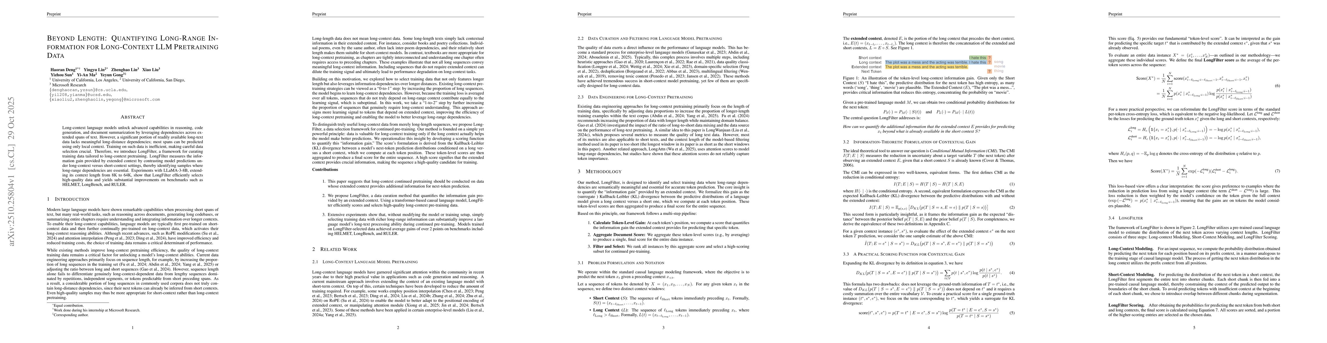 Thumbnail for Beyond Length: Quantifying Long-Range Information for Long-Context LLM
  Pretraining Data