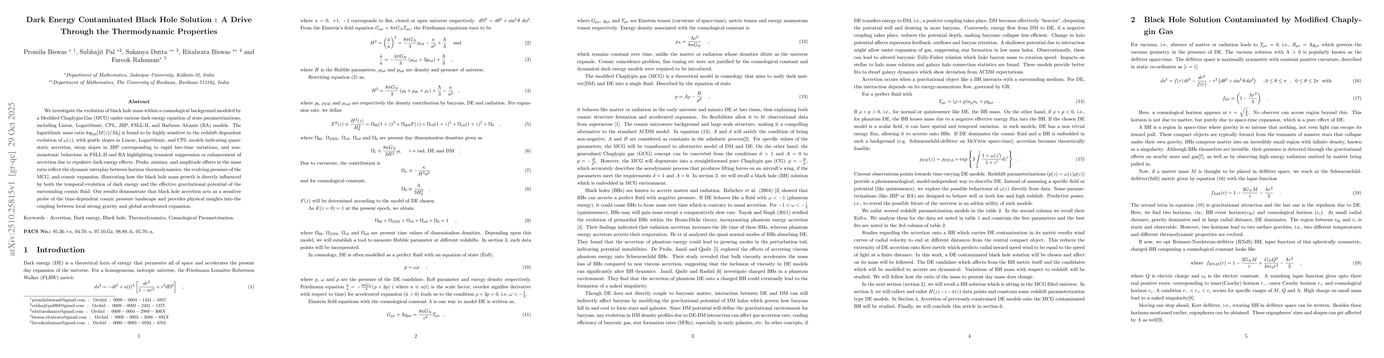 Thumbnail for Dark Energy Contaminated Black Hole Solution: A Drive Through the
  Thermodynamic Properties