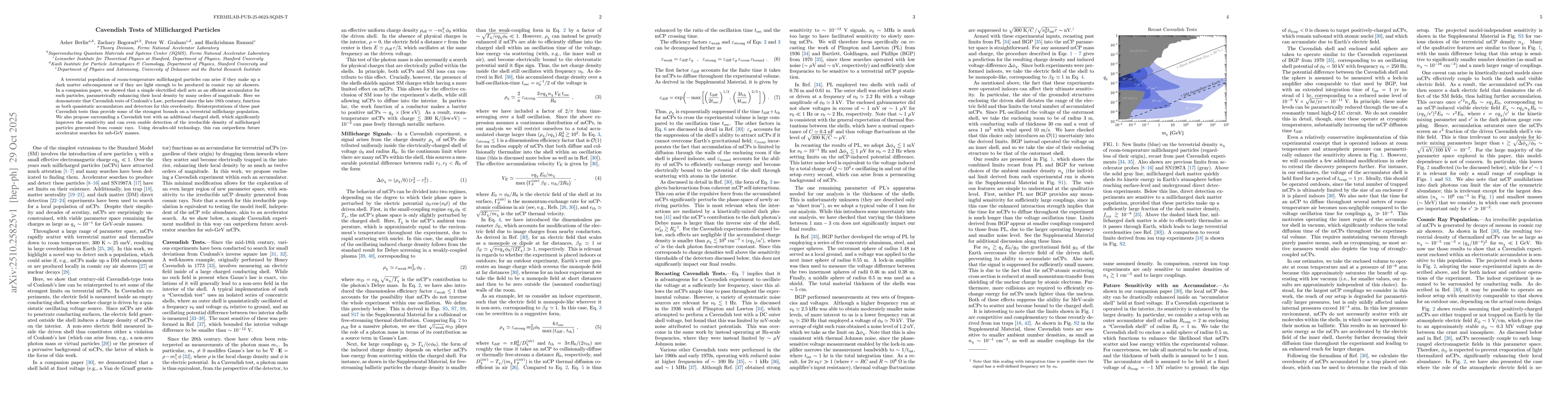 Thumbnail for Cavendish Tests of Millicharged Particles