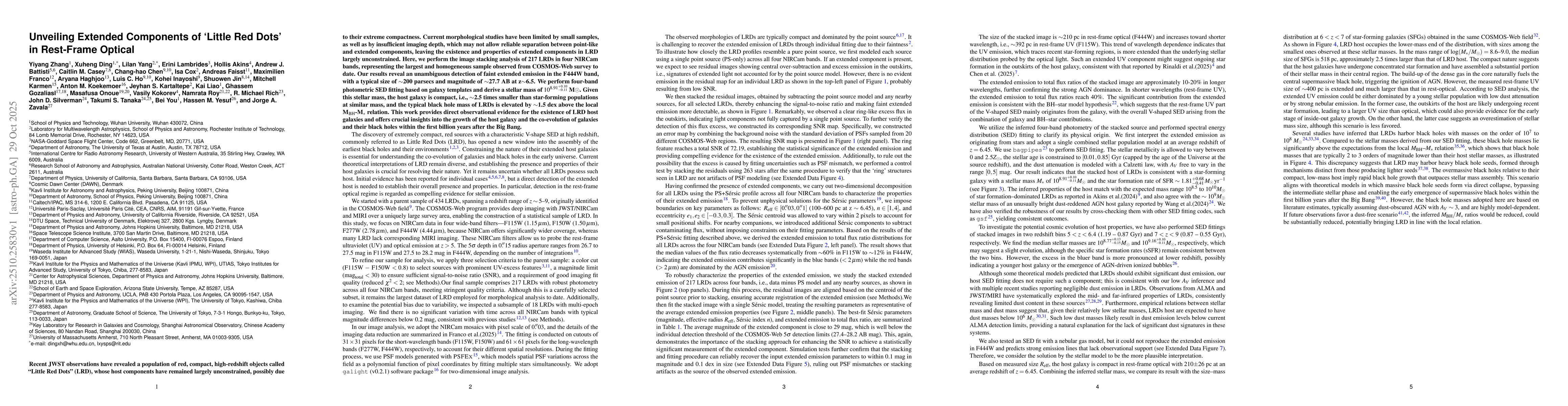 Thumbnail for Unveiling Extended Components of 'Little Red Dots' in Rest-Frame Optical