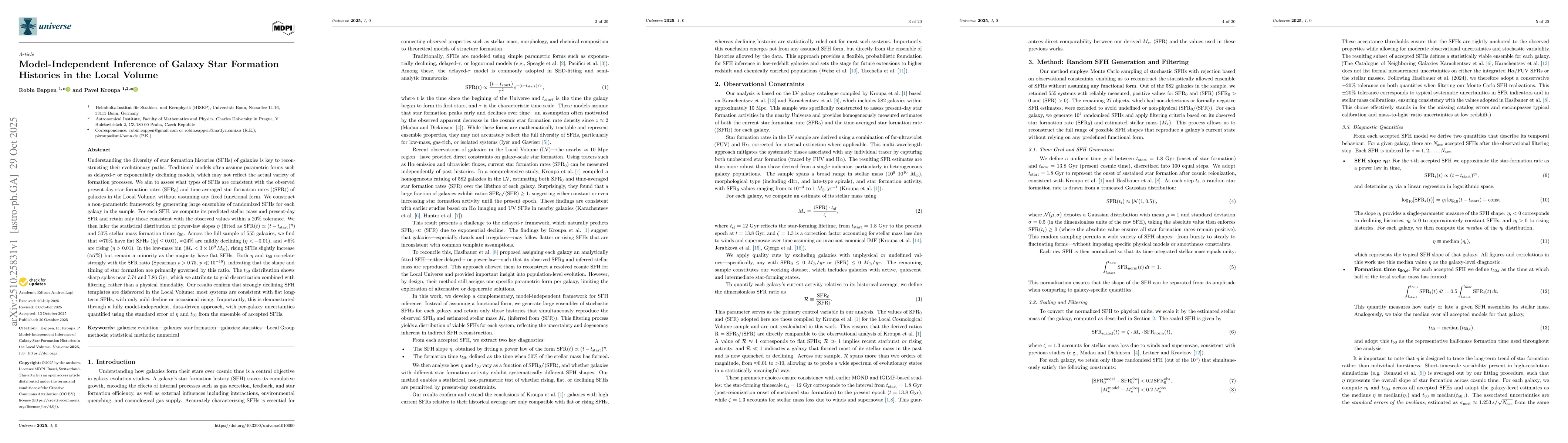 Thumbnail for Model-Independent Inference of Galaxy Star Formation Histories in the
  Local Volume
