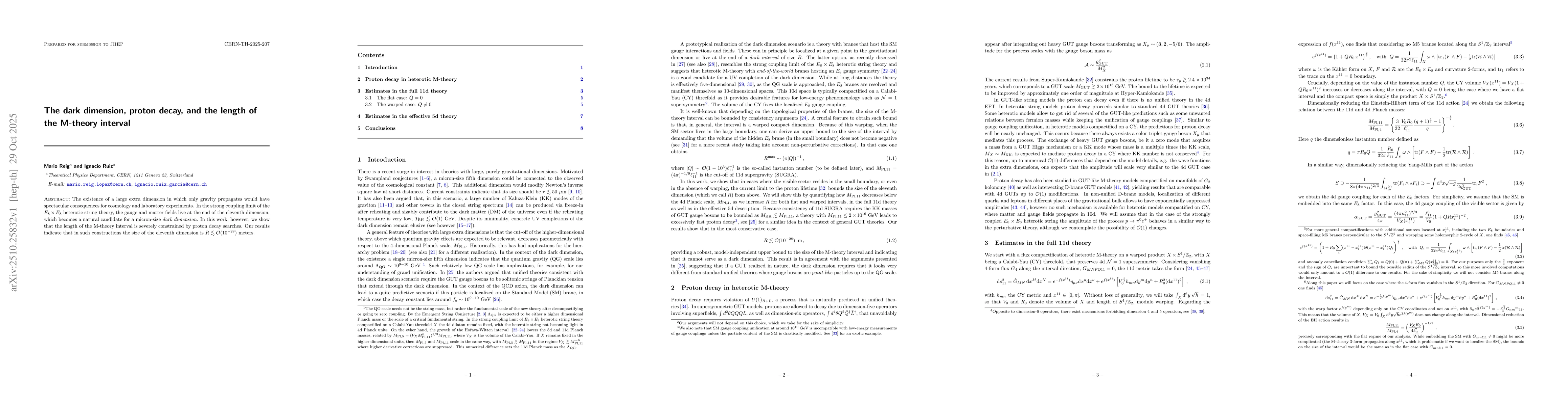 Thumbnail for The dark dimension, proton decay, and the length of the M-theory
  interval