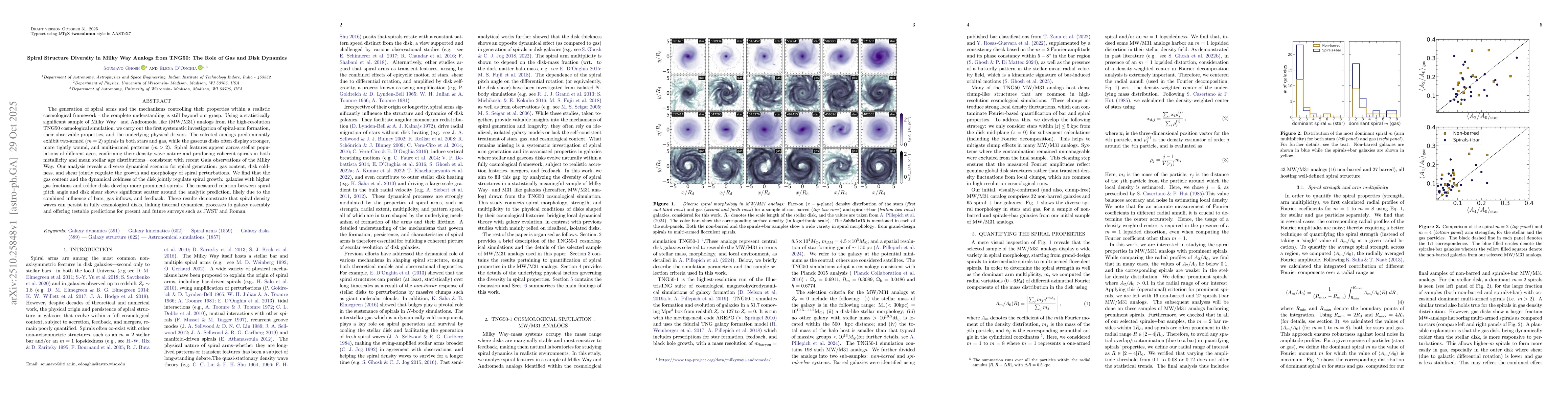 Thumbnail for Spiral Structure Diversity in Milky Way Analogs from TNG50: The Role of
  Gas and Disk Dynamics