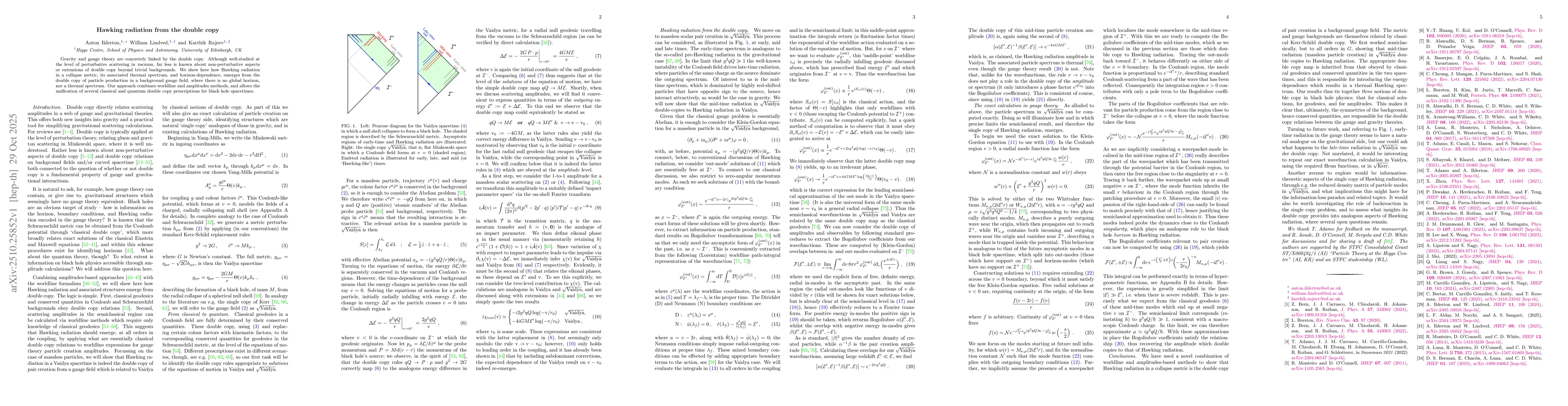 Thumbnail for Hawking radiation from the double copy