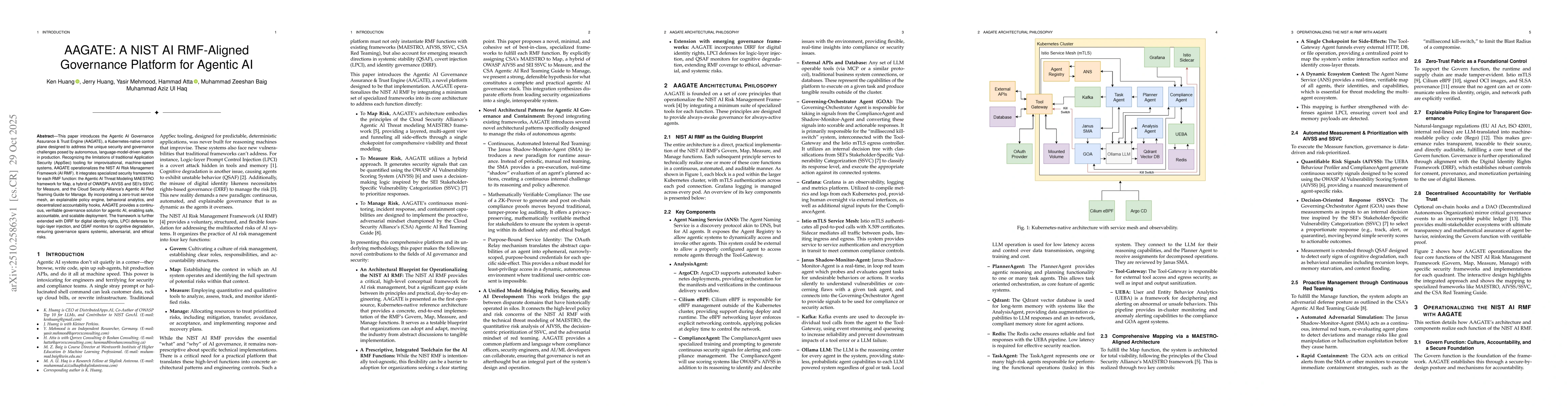 Thumbnail for AAGATE: A NIST AI RMF-Aligned Governance Platform for Agentic AI