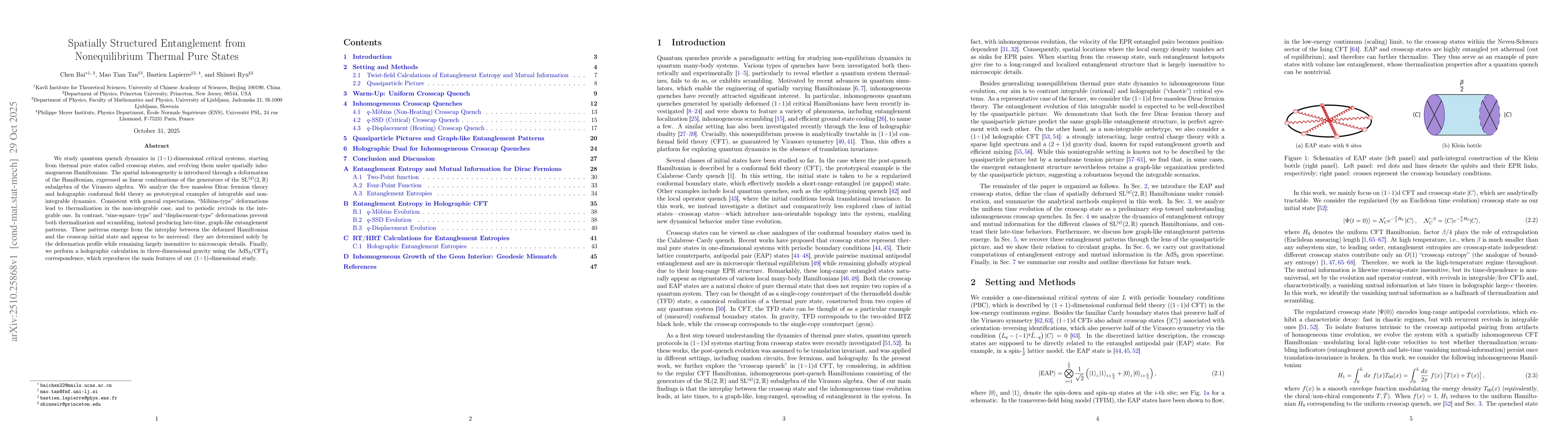 Thumbnail for Spatially Structured Entanglement from Nonequilibrium Thermal Pure
  States