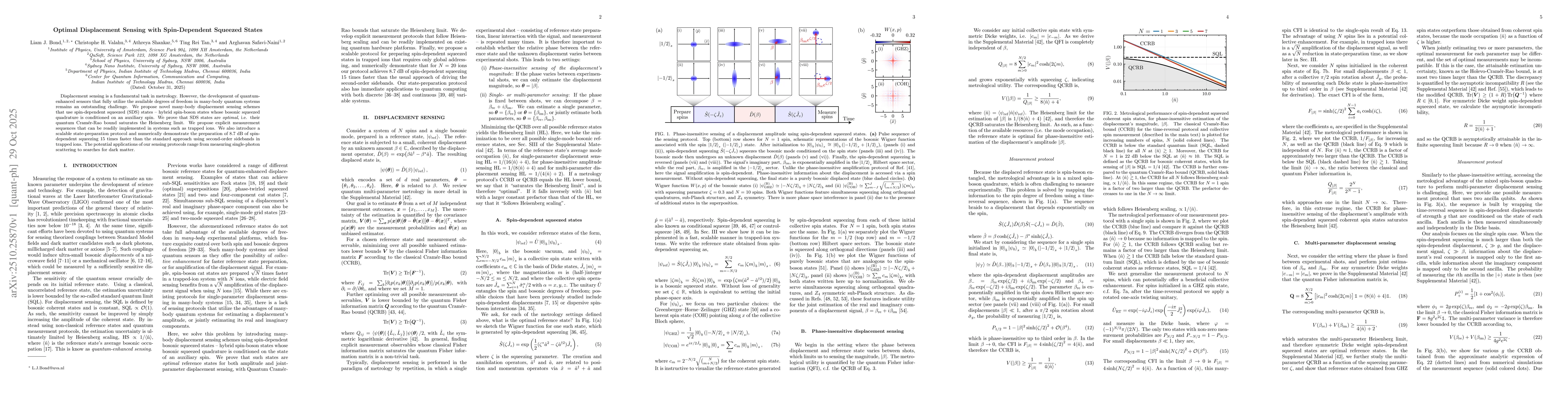 Thumbnail for Optimal Displacement Sensing with Spin-Dependent Squeezed States