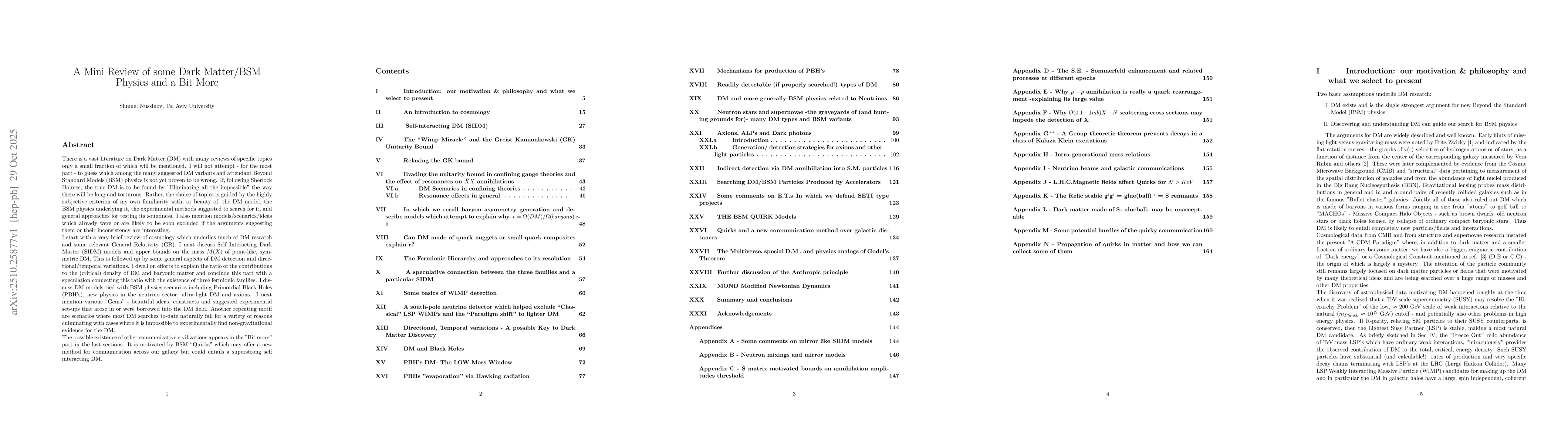 Thumbnail for A Mini Review of some Dark Matter/BSM Physics and a Bit More