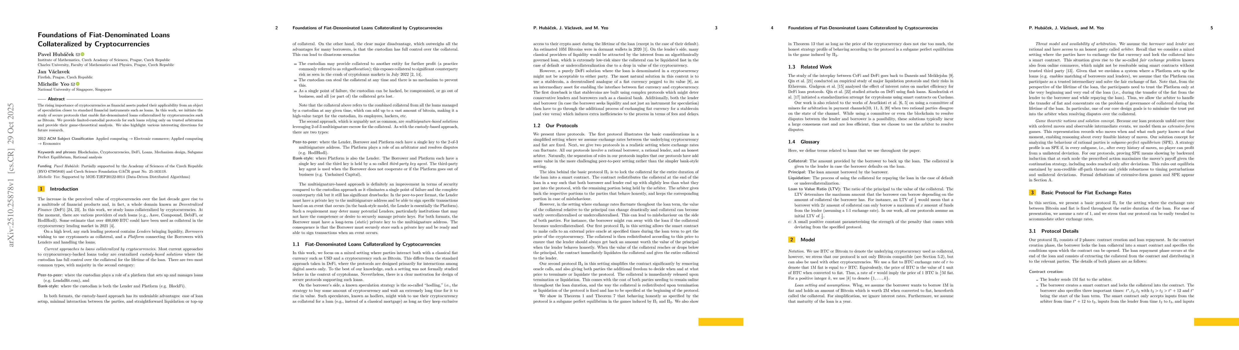 Thumbnail for Foundations of Fiat-Denominated Loans Collateralized by Cryptocurrencies