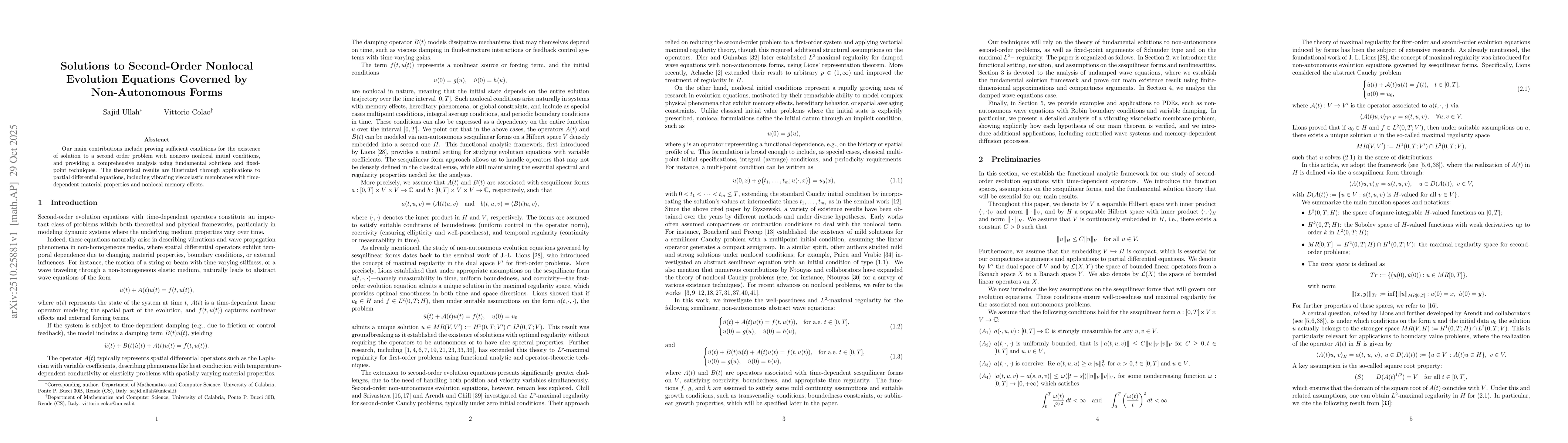 Thumbnail for Solutions to Second-Order Nonlocal Evolution Equations Governed by
  Non-Autonomous Forms
