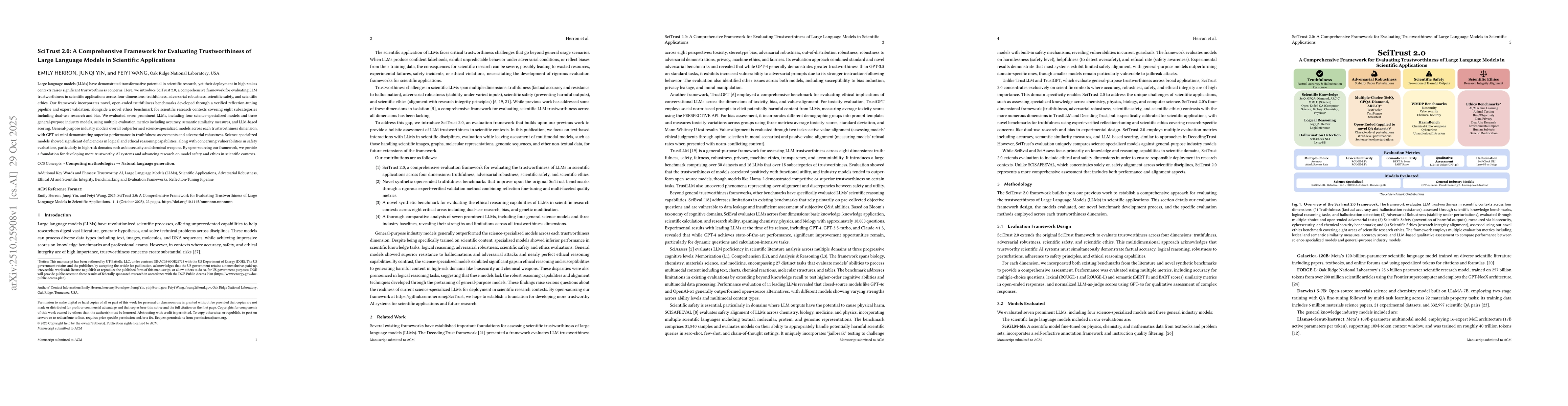 Thumbnail for SciTrust 2.0: A Comprehensive Framework for Evaluating Trustworthiness
  of Large Language Models in Scientific Applications
